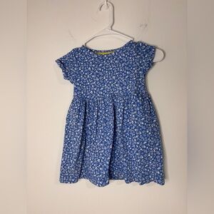 Mini Boden Fun Jersey Dress Blue White Meadow Floral Girls Sz 5-6 Y